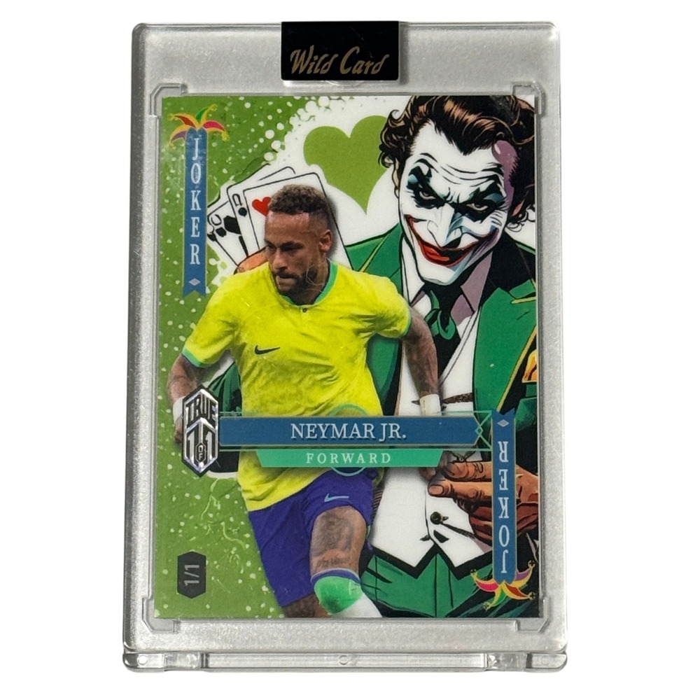 Wild Card Jokers Wild Neymar Jr Soccer Card True 1/1 Green One of One 2023 Card